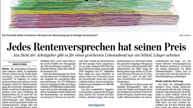 Rentenversprechen, Flexirente 18.5.16       -  In diesem Beitrag sind Begriffe gebraucht, die nicht erklärt werden.