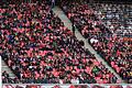 RB Leipzig - Holstein Kiel       -  Eigentlich war der Heimbereich beim Spiel Leipzig gegen Kiel ausverkauft - dennoch blieben viele Plätze leer.