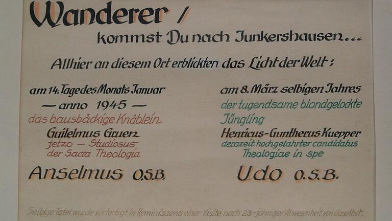Eine Urkunde im Junkershäuser Geburtshaus von Pater Anselm Grün erinnert noch heute an einen Besuch im Jahre 1968.