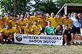 Meister der Kreisliga Würzburg 2 – der TSV Eisingen: (vorne von links) Ilja Horn, Benedikt Engert, Hannes Glas, Christian Dampach, Daniel Woller, Dominik Daxhamer, Christopher Endres, Christian Günther, (hinten von links) Spielertrainer Phillipp Christ, Lukas Götz, Alexander McBride, Dieter Olbrecht, Marcel Dietz, Mario Christ, Christoph Lyjschyk, Constantin Schmidt, Kevin Zeh, Florian Preißendorfer, Fabio Vollderauer, Joschua Heberlein, Maxi Schmidt und Dirk Becker.