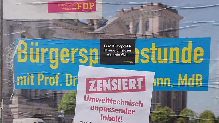 Am vergangenen Wochenende sind mehrere Plakate der Freien Demokraten Würzburg Stadt überklebt worden.