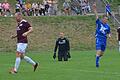 Luca Oppelt (blaues Trikot) bejubelt seinen zweiten Treffer für die Sandberger zur 3:1-Führung. Mirko Kleinhenz (links) sorgte allerdings kurz vor Schluss noch für den Ausgleich zum 3:3 für die SG Waldberg/Stangenroth.