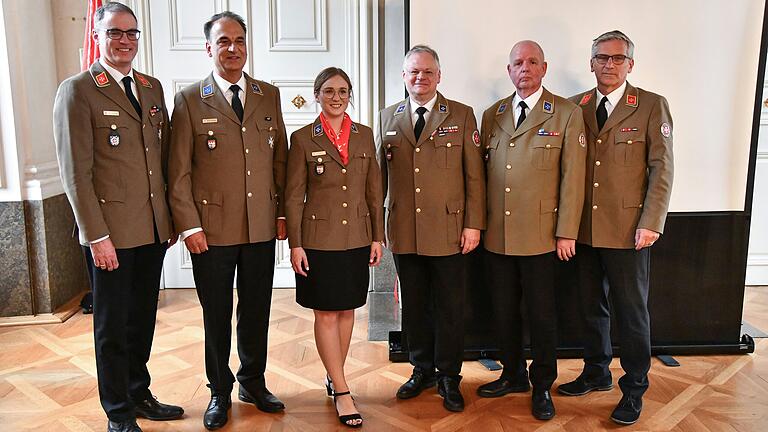 Empfang in der Würzburger Residenz (von links): Johannes von Erffa, Dr. Frank Schiefelbein, Vera Götz, Ralph Knüttel, Uwe Kinstle, Andreas Hautmann.