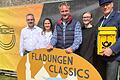 Freude in allen Gesichtern: Die Karl-Reich-Stiftung ist Hauptsponsor der Fladungen Classics, die heuer vom 1. bis 2. Juli 2023 stattfinden (von links):&nbsp; Bürgermeister Michael Schnupp, Stiftungsvorsitzende Anna-Lisa Reich, Achim Kümmeth vom Organisationsteam, Anna Bauer von der Tourist-Info Fladungen und Andreas Hoch vom Organisationsteam.