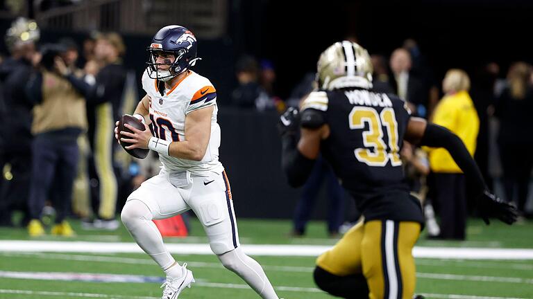 New Orleans Saints - Denver Broncos - Quarterback Bo Nix führte die Broncos zu einem souveränen Sieg in New Orleans. New Orleans Saints - Denver Broncos - Quarterback Bo Nix führte die Broncos zu einem souveränen Sieg in New Orleans.