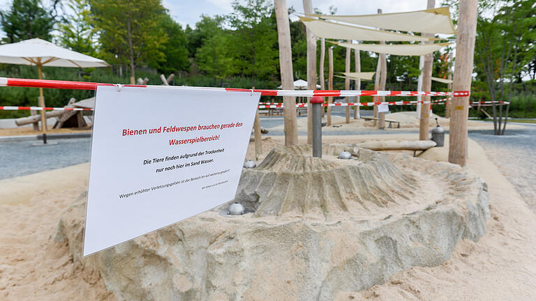 Der Wasserspielbereich auf der LGS ist vorerst wegen Bienen und Feldwespen gesperrt. Foto: Thomas Obermeier Der Wasserspielbereich auf der LGS ist vorerst wegen Bienen und Feldwespen gesperrt. Foto: Thomas Obermeier