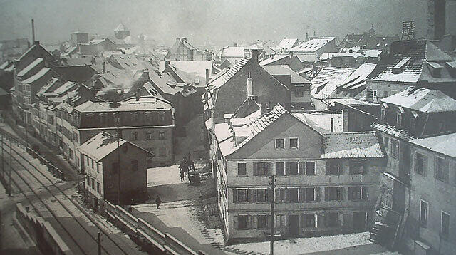 1902 zeigt sich dieser Teil der Stadt&nbsp; eng bebaut.&nbsp;&nbsp;