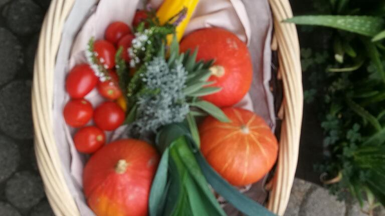 Gut gefüllt war der Korb nach der Ernte im Garten&nbsp;der Familie Rathmann .