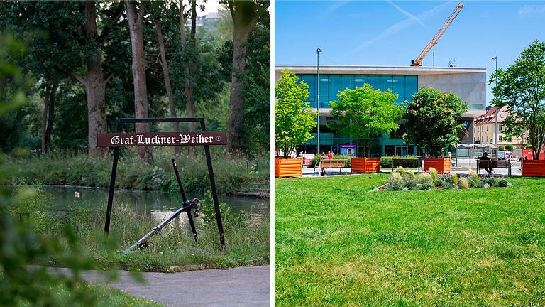 Graf-Luckner-Weiher und Kardinal-Faulhaber-Platz werden künftig beide nicht mehr ihre Namen behalten (Archivfotos).