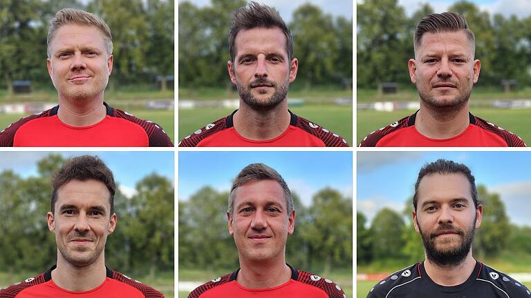 Sechs Ü32-Fußballer des FC Gerolzhofen - oben von links: Adam Schendzielorz, Daniel Klein, Stefan Rothenanger; unten von links: Dominik Engel, Alexander Kneißl-Bedenk und Niklas Wilhelm. Sechs Ü32-Fußballer des FC Gerolzhofen - oben von links: Adam Schendzielorz, Daniel Klein, Stefan Rothenanger; unten von links: Dominik Engel, Alexander Kneißl-Bedenk und Niklas Wilhelm.