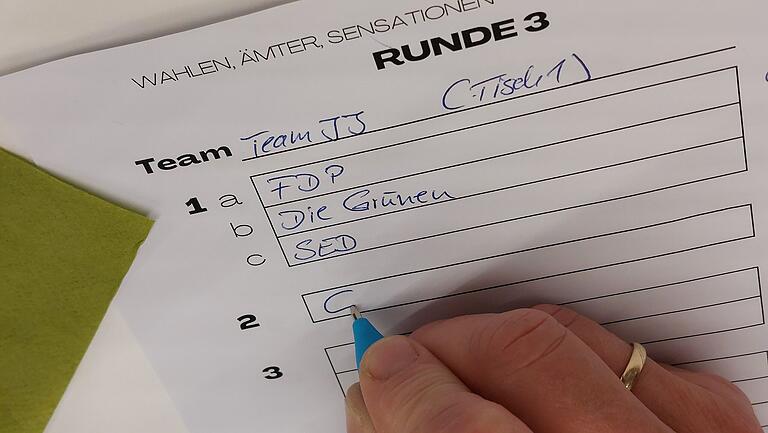 Die Rateteams des Kneipenquizzes tragen in vorbereitete Zettel ihre Antworten ein, die eine Jury später auswertet. Die Rateteams des Kneipenquizzes tragen in vorbereitete Zettel ihre Antworten ein, die eine Jury später auswertet.