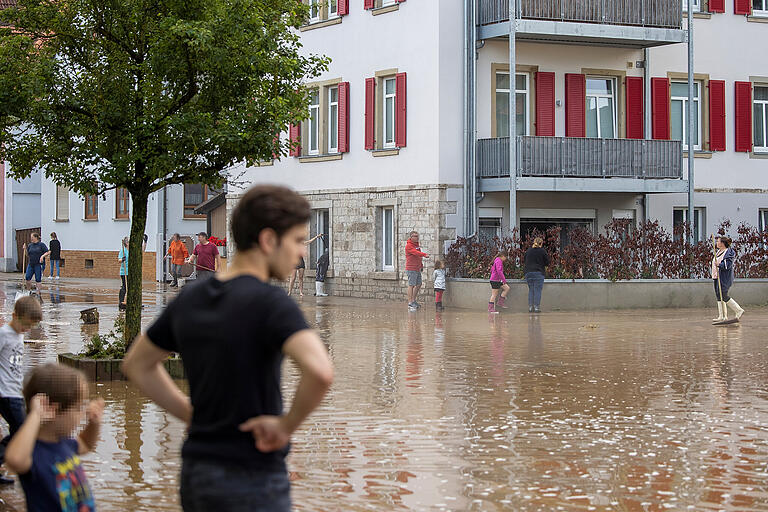 Reichenberg im Landkreis Würzburg wurde im Jahr 2021 gleich mehrfach bei Starkregen überschwemmt.