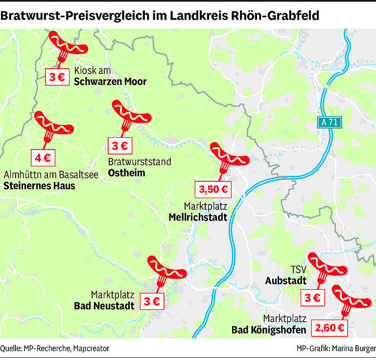 Streit um den Wurst-Preis: So viel zahlt man in Rhön-Grabfeld für die Bratwurst im Brötchen Streit um den Wurst-Preis: So viel zahlt man in Rhön-Grabfeld für die Bratwurst im Brötchen