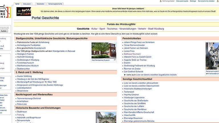 Seit zehn  Jahren gibt es die regionale Enzyklopädie WürzburgWiki.&nbsp;