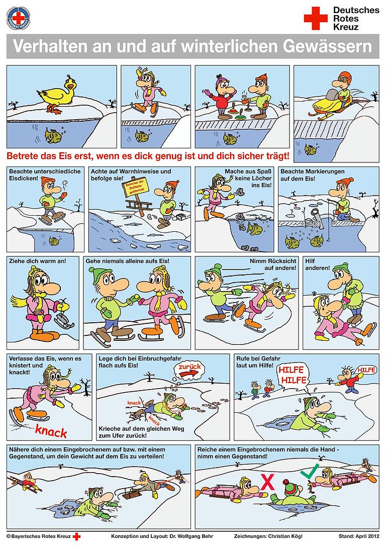 Eisregeln in einem Infoblatt des Bayerischen Roten Kreuzes Eisregeln in einem Infoblatt des Bayerischen Roten Kreuzes