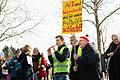 Münsterschwarzacher Mönche und Mitarbeiter bei der Demo in Kitzingen am 2. März.
