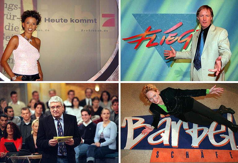 In den 1990er Jahren waren Talkshows angesagt: Arabella Kiesbauer (oben, l), Moderator Jürgen Fliege (oben, r), Hans Meiser und Bärbel Schäfer dominierten das TV-Programm. In den 1990er Jahren waren Talkshows angesagt: Arabella Kiesbauer (oben, l), Moderator Jürgen Fliege (oben, r), Hans Meiser und Bärbel Schäfer dominierten das TV-Programm. 