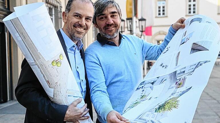 Die Berliner Landschaftsarchitekten Tancredi Capatti (links) und Matthias Staubach gewannen den Realisierungswettbewerb für die Umgestaltung des Heidingsfelder Rathausplatzes. Die Berliner Landschaftsarchitekten Tancredi Capatti (links) und Matthias Staubach gewannen den Realisierungswettbewerb für die Umgestaltung des Heidingsfelder Rathausplatzes.