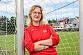 Ihr zweites Zuhause: Giada Glaser auf dem Sportplatz des 1. FC Kirchheim. Bei ihrem Heimatverein ist sie neue Trainerin der zweiten Männer-Mannschaft in der B-Klasse Würzburg 2.