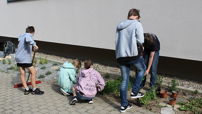 Die letzten Pflanzarbeiten.