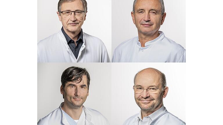 Die Lungenexperten am Thoraxzentrum Münnerstadt: Dr. med. Rainer Haußmann (oben links), Grigori Petelnikow (oben rechts), Albert Arapi (unten links), Dr. med. Bernd Seese.