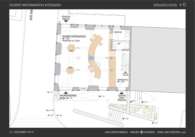 Erster Entwurf für den Umbau der Tourist-Info in Kitzingen: Blick ins Erdgeschoss.