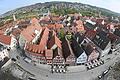 Die Ochsenfurter Altstadt in einer Panoramaaufnahme vom Turm der Stadtpfarrkirche aus. Das geschützte Ensemble mit einer zeitgemäßen Nutzung zu verbinden, ist hier die Herausforderung.&nbsp;