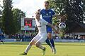 Marco Kunzmann (vorne) und Lukas Imgrund im Zweikampf: Der TSV Karlburg und der Würzburger FV stehen sich in der Saison 2024/25 erneut in der Fußball-Bayernliga Nord gegenüber.