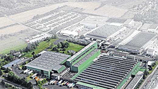 Aus der Luft: Blick aufs Braun-Werk Marktheidenfeld.