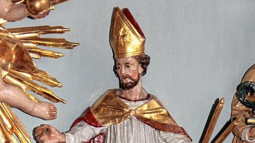 In der Ottendorfer Filialkirche St. Jodokus ist der Hl. Blasius in der Nothelfergruppe  deutlich als Bischof mit gekreuzten brennenden Kerzen in der Linken zu erkennen.