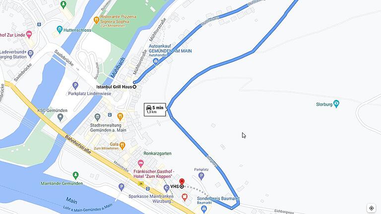 Route, die Google Maps durch Gemünden vorschlägt. Bitte nicht ausprobieren! Route, die Google Maps durch Gemünden vorschlägt. Bitte nicht ausprobieren!