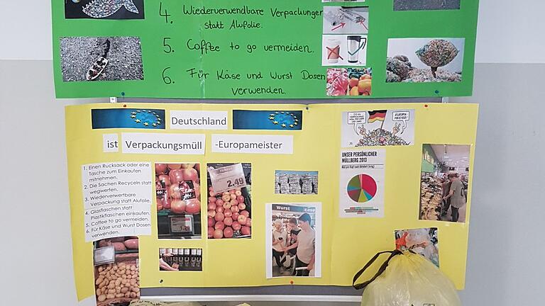 Die Ausstellung der Realschule Dettelbach soll im Rahmen der Aktion &quot;Partnerschule Verbraucherbildung Plus&quot; auf die Verschwendung von Plastikmüll hinweisen.