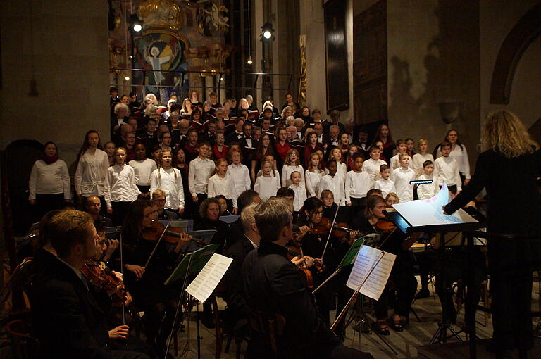 Die Kinder- und Jugendkantorei und die Kantorei St. Johannis, dazu der Mädchenchor 'Junge Stimmen Schweinfurt' vereinigten sich beim Weihnachtskonzert zu einem großen Klangkörper. Die Kinder- und Jugendkantorei und die Kantorei St. Johannis, dazu der Mädchenchor 'Junge Stimmen Schweinfurt' vereinigten sich beim Weihnachtskonzert zu einem großen Klangkörper.
