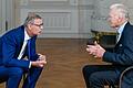 Fernsehmoderator Günther Jauch interviewte den Würzburger Kunstsammler Hermann Gerlinger in der Würzburger Residenz.