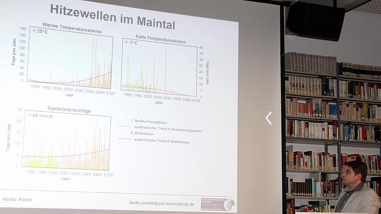 Unterfranken werde zu einem Klima-Hotspot. Der Würzburger Professor Heiko Paeth zeigte anhand von Zahlen und Daten die Veränderungen im Maintal auf.