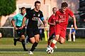 Bescherte seiner DJK Dampfach in der Nachspielzeit immerhin noch einen Zähler: Danny Schlereths (links, gegen den Fuchsstadter 1:0-Torschützen Maurice Volz) Vorlage köpfte Max Witchen zum 1:1 ein.