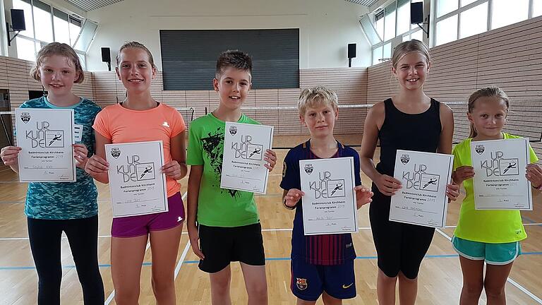 Beim Ferienprogramm des Badmintonclubs Kirchheim dabei: (von links) Sophia Klein, Lena Dürr, Nico Eck, Moritz Dürr, Lara Heilmann, Johanna Sawser.