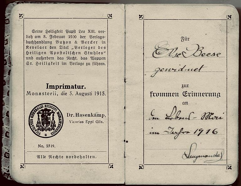 Im Mai 1916 schenkte Nikolaus Langmandel seiner künftigen Frau das Gebet- und Andachtsbüchlein 'Stern des Heiles'.