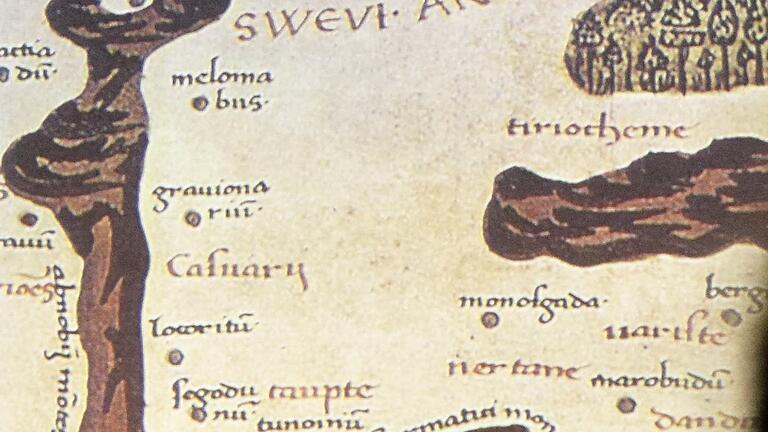 Die Karte des Claudius Ptolemaios von Germania Magna mit Locoritum unten links. Die Karte des Claudius Ptolemaios von Germania Magna mit Locoritum unten links. 