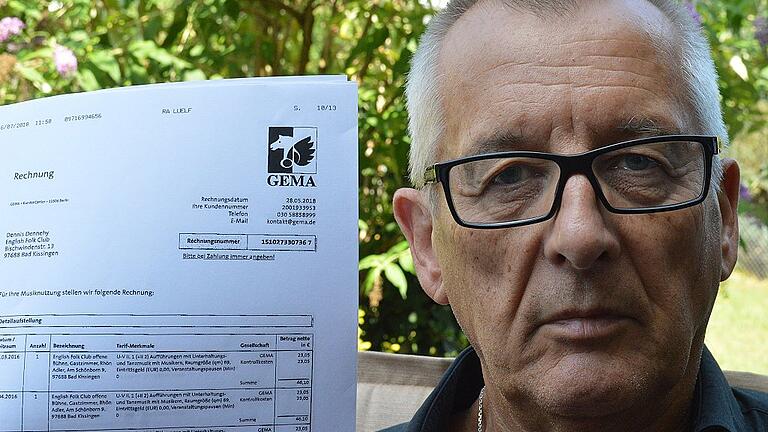 Dennis Dennehy, Initiator des English Folk Club in Bad Kissingen, will die Rechnung der GEMA nicht bezahlen. Dennis Dennehy, Initiator des English Folk Club in Bad Kissingen, will die Rechnung der GEMA nicht bezahlen.