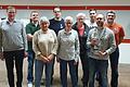 Auf dem Bild zu sehen von links: Bürgermeister Wolfgang Seifert, Schützenmeister Sebastian Behr, 1. Hofdame Petra Hellmuth, 1. Ritter Christian Irtel, Schützenkönigin Evelin Eppler, 2. Hofdame Helene Söder, Sportwart Raphael Hikel, Vereinsmeister und Schützenkönig Markus Bach, 2. Ritter Peter Straub.