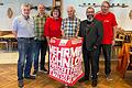 Bei der Maikundgebung 2024 im Landkreis Haßberge (von links): Thomas Dietzel, Manfred Landig, Anne Salzbrenner, Helmut Buld, Michael Saalbach und Paul Hümmer.