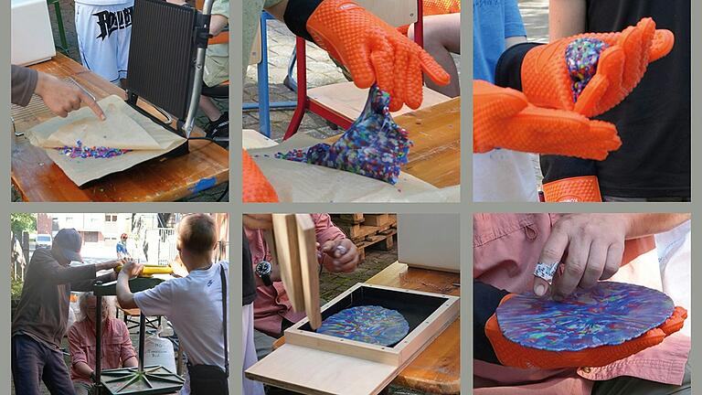 Schmelzen, formen, pressen, fertig! Schüler der M4 erleben den Recycling-Prozeß, Schmelzen, formen, pressen, fertig! Schüler der M4 erleben den Recycling-Prozeß,
