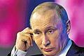 Stand der Presse Rede und Antwort: Wladimir Putin.