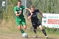 Marcel Trebeß (rechs, hier auf einem Archivbild bedrängt vom Karlstadter Luca Röder) brachte den FV Steinfeld/Hausen-Rohrbach nach einem 0:4-Rückstand gegen den TSV Homburg in Führung.