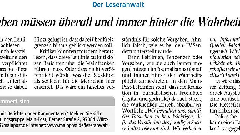 Leseranwalt Wirklichkeit Wahrhaftigkeit       -  Dieser Zeitungs-Beitrag hat zur Kritik eines Lesers an der Überschrift auf der Titelseite geführt. Und zu einer noch weiter gehenden Kritik an der Zeitung.