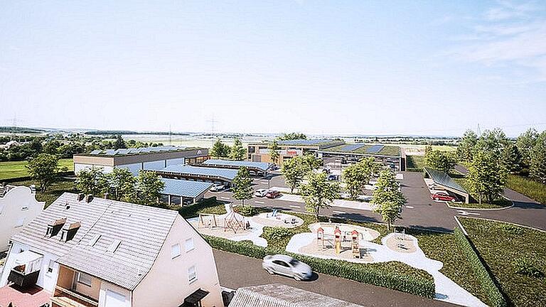 So soll das neue Einkaufszentrum in Oberndorf laut den derzeitigen Plänen des Investors später einmal aussehen: Grün- und PV-Dächer, Kinderspielplatz, Biotop und Grünfläche. So soll das neue Einkaufszentrum in Oberndorf laut den derzeitigen Plänen des Investors später einmal aussehen: Grün- und PV-Dächer, Kinderspielplatz, Biotop und Grünfläche.