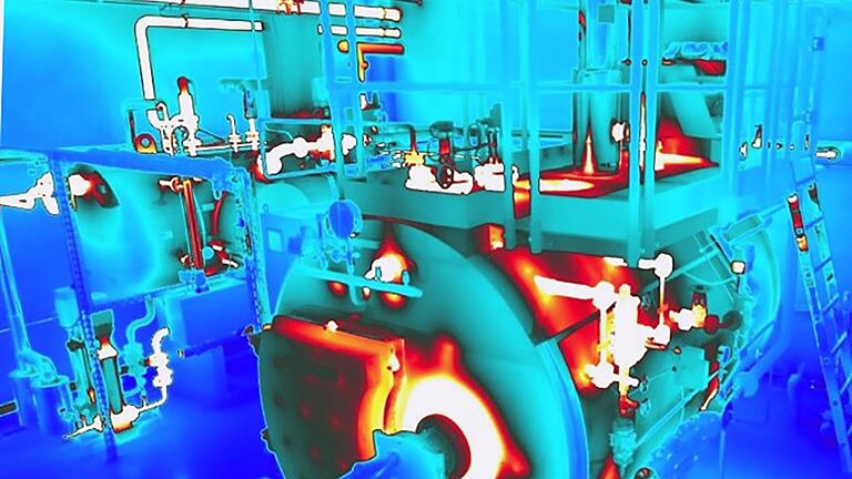 Blau ist gut, bei Gelb-weiß geht Energie verloren: Solche thermografischen Aufnahmen – hier von einem Blockheizkraftwerk – liefert die Kamera DT360. Blau ist gut, bei Gelb-weiß geht Energie verloren: Solche thermografischen Aufnahmen – hier von einem Blockheizkraftwerk – liefert die Kamera DT360.