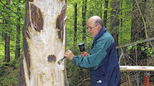 Außergewöhnliche „Ateliers“ ist Bildhauer Florian Tully aus Gerolzhofen gewöhnt. In Theinheim arbeitet er an der Umsetzung der Sage vom Wildschwein, das im Wald eine Glocke ausgrub. Außergewöhnliche „Ateliers“ ist Bildhauer Florian Tully aus Gerolzhofen gewöhnt. In Theinheim arbeitet er an der Umsetzung der Sage vom Wildschwein, das im Wald eine Glocke ausgrub.