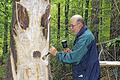 Außergewöhnliche &bdquo;Ateliers&ldquo; ist Bildhauer Florian Tully aus Gerolzhofen gewöhnt. In Theinheim arbeitet er an der Umsetzung der Sage vom Wildschwein, das im Wald eine Glocke ausgrub.